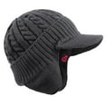 thumbnail image 3 of Janey&Rubbins Mens Winter Ear Flap Visor Beanie Knit Hat with Bill Fleece Lined Brimmed Cap (Gray), 3 of 8