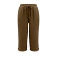 thumbnail image 5 of Kezqiaxn Capris Pants for Women Summer Lace Elastic Waist Loose Cropped Pants with Pockets Womens Capri Pants, 5 of 9