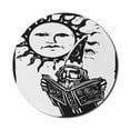 thumbnail image 1 of Fantasy Mouse Pad for Computers, Wizard Reading Magic Book Beneath the Sun with Face Image, Round Non-Slip Thick Rubber Modern Gaming Mousepad, 8" Round, White Black, by Ambesonne, 1 of 2