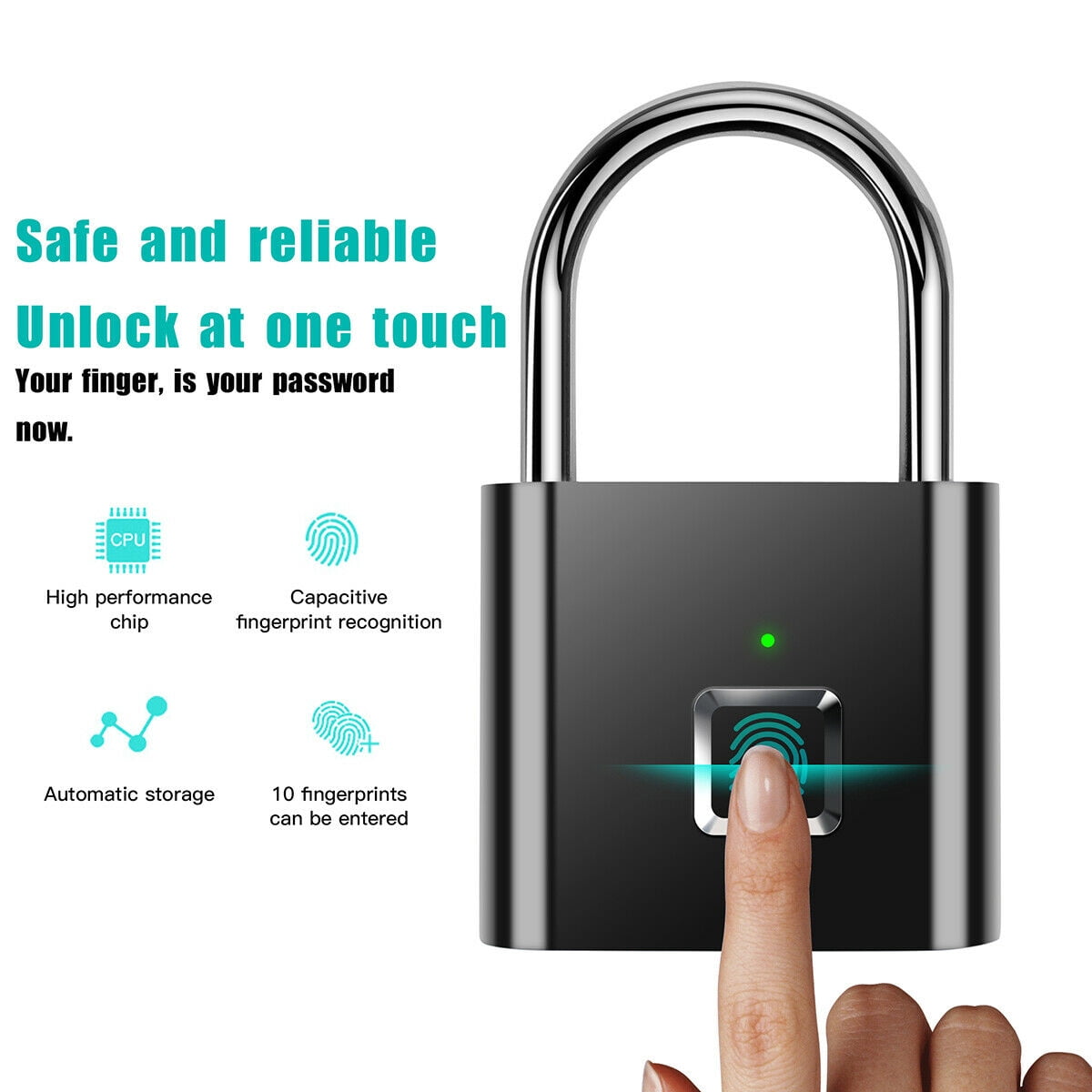 Padlock Smart Fingerprint Bluetooth Lock USB Rechargeable Security Lock with Steel Beam Padlock Smart Fingerprint Bluetooth Lock USB Rechargeable Security Lock with Steel Beam