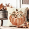 thumbnail image 6 of Orange Pumpkin Fall Throw Pillow Covers 18x18 Inch Set of 2 Boho Floral Pampas Outdoor Farmhouse Cottage Autumn Thanksgiving Decorations Decorative Throw Pillows Cases for Living Room Decor, 6 of 6