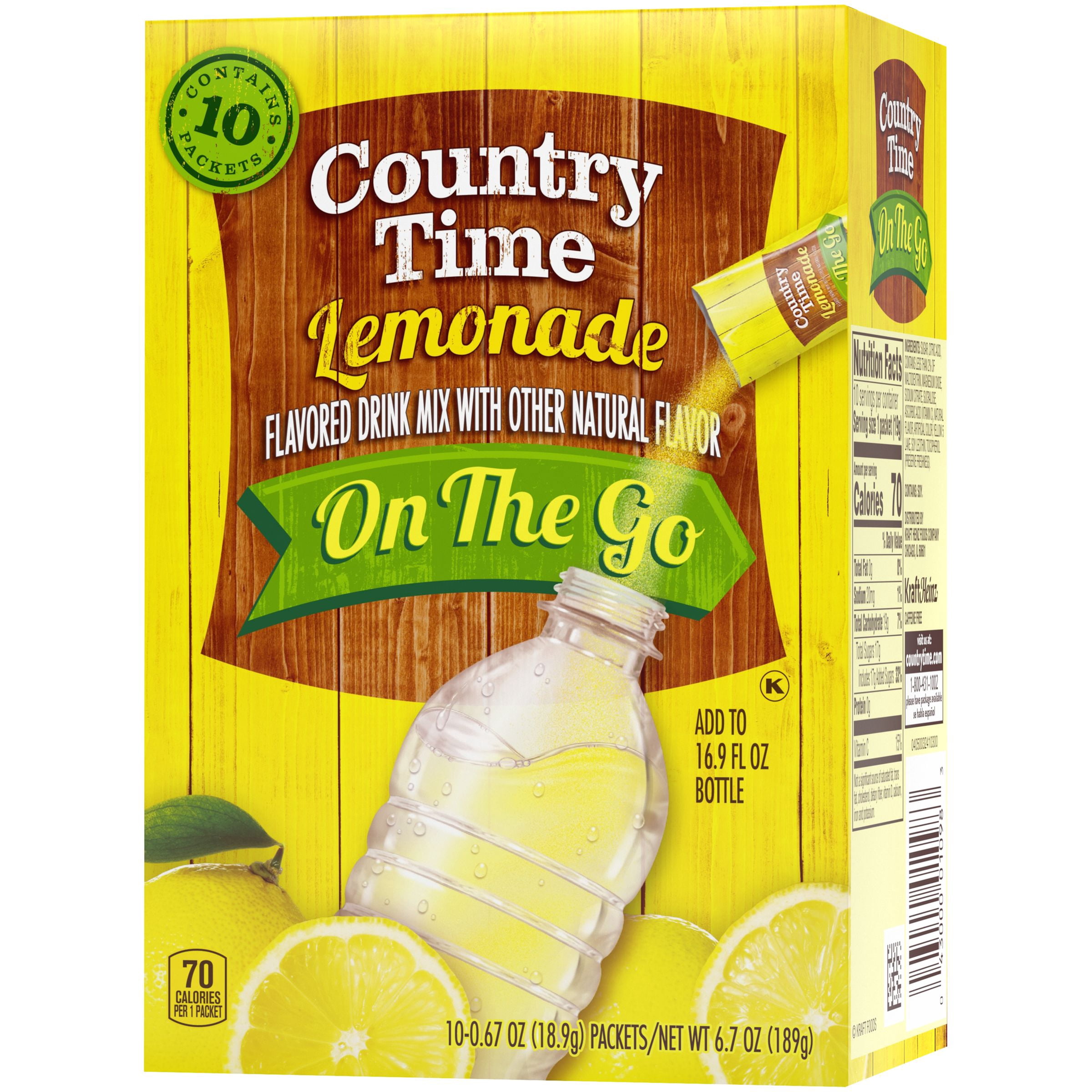 Country Time Lemonade Naturally Flavored Powdered Drink Mix, 60 ct Packs, 6 Boxes of 10 On-the-Go Packets