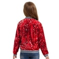 thumbnail image 3 of Aiihoo Kids Sparkly Sequin Bomber Flight Jacket Baseball Jackets Hip-hop Modern Dance Coat Tops Red 14, 3 of 6