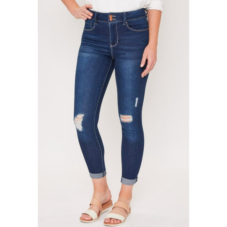 Royalty For Me Women's High-Rise 2 Button Cuffed Skinny Jeans
