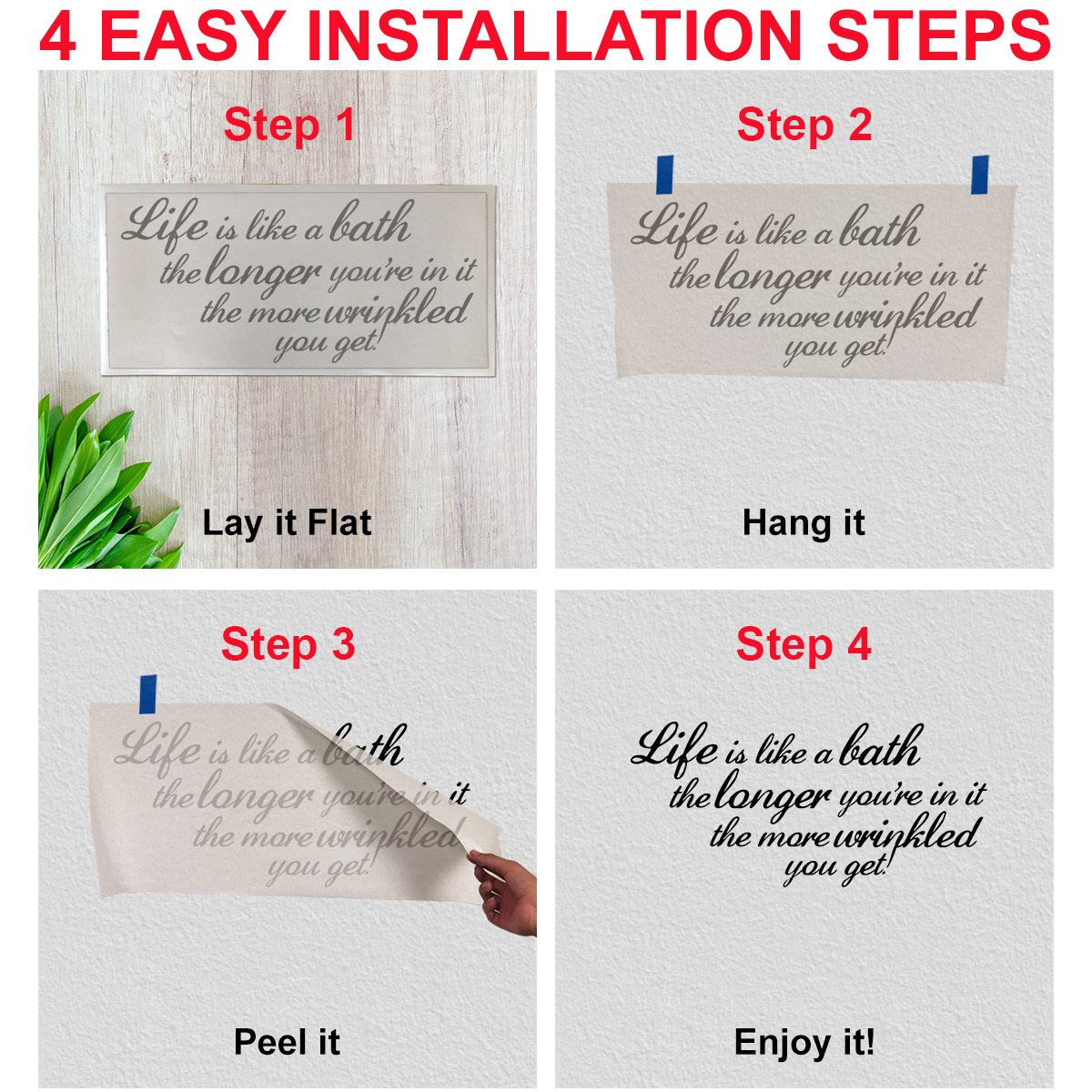 Wall Decal Life Is Like A Bath Sticker Quote Inspirational Bathroom Art V141