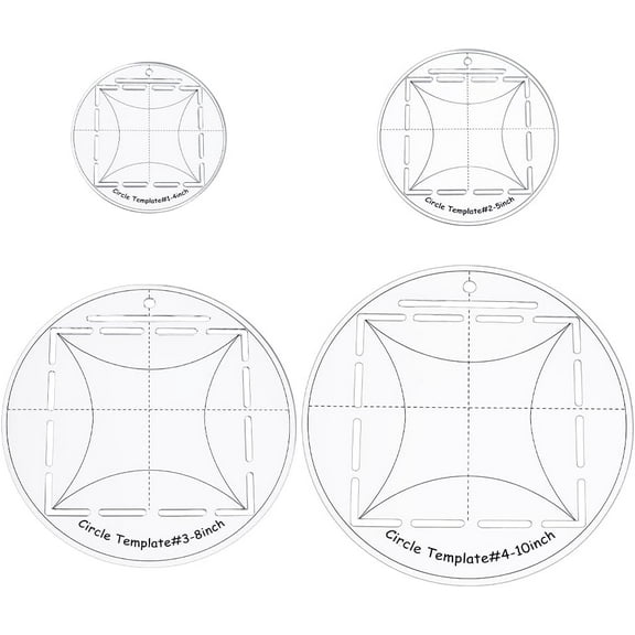 4Pcs Circle Quilting Template 4/5/8/10 Inch Round Acrylic Circle Ruler Clear Round Sewing Rulers Set Essential Quilt Supplies