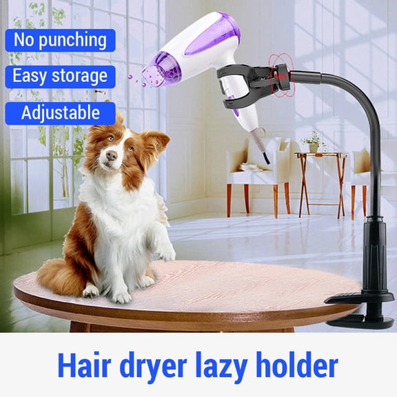 Xirurus 360° Rotating Blow Dryer Stand – No‑Drill, Aluminum‑Magnesium Clamp for Pet Grooming Tables, Hands‑Free, Durable
