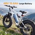 thumbnail image 3 of Qlife Racer Fat Tire 2.0 Electric Bike For Adults, Max 28MPH Mountain Ebike with 750W Motor, 20x4.0" Tire Step Over E-MTB, 48V 15.6Ah Removable Battery,White, 3 of 7