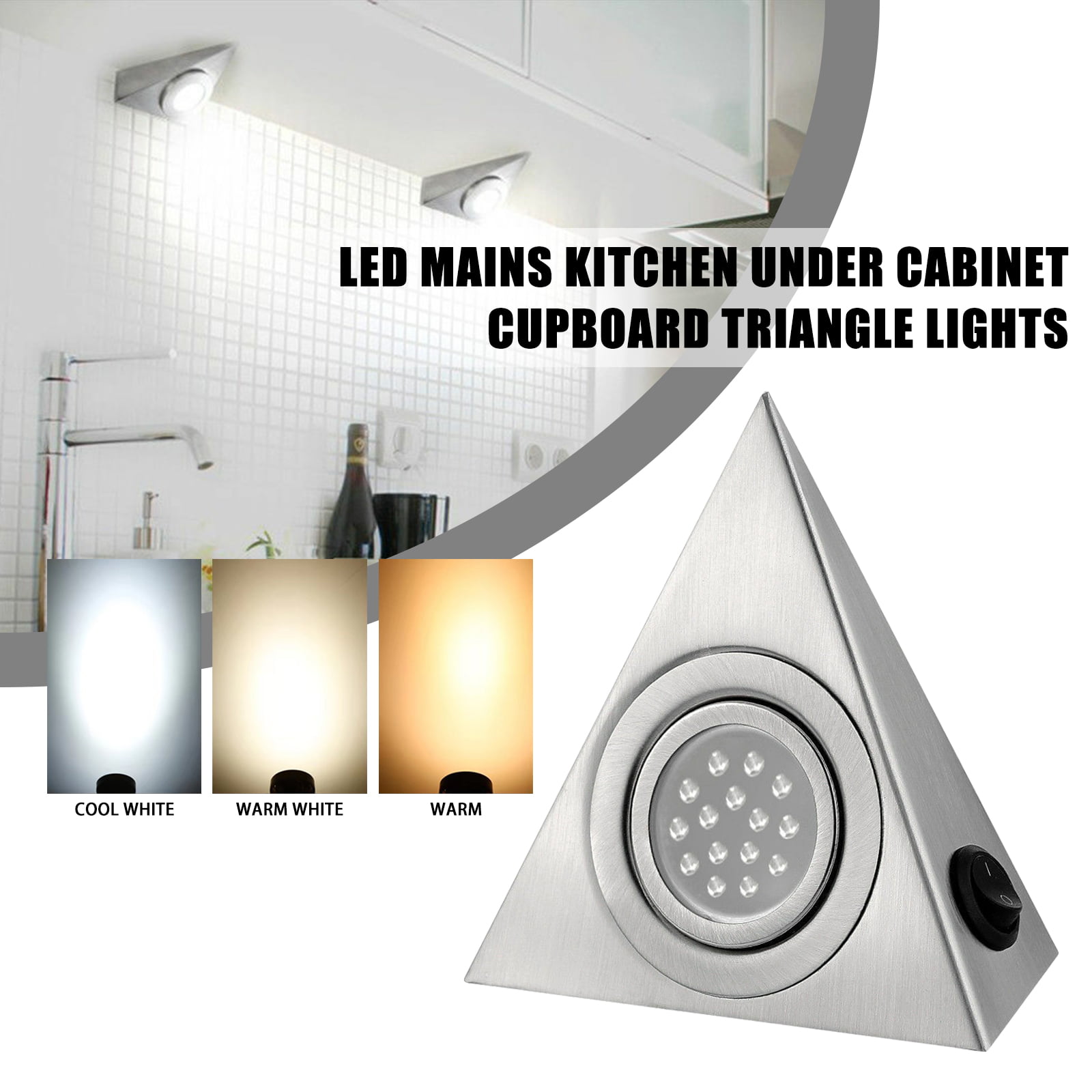 LED Mains Kitchen Under Cabinet Cupboard Triangle Light Kit Cool Warm White UK 