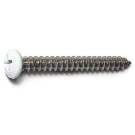 

#8 x 1-1/2 White 18-8 Stainless Phillips Pan Sheet Metal Screws (20 pcs.)