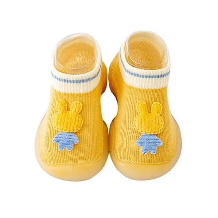 

LBECLEY Kids Shoes Size 10 Boys Girls Cartoon Socks Shoes Toddler Fleece Warmthe Floor Socks Non Slip Prewalker Shoes Size 6 for Girls Yellow 18