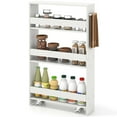 thumbnail image 1 of Costway Carro De Almacenamiento Delgado De 4 Niveles, Carro De Servicio Móvil Estrecho Con Estantes Abiertos, Con Ruedas, Para Cocina, Baño, Sala De Estar, Blanco/Negro Y Natural/Blanco Y Natural, 1 of 5