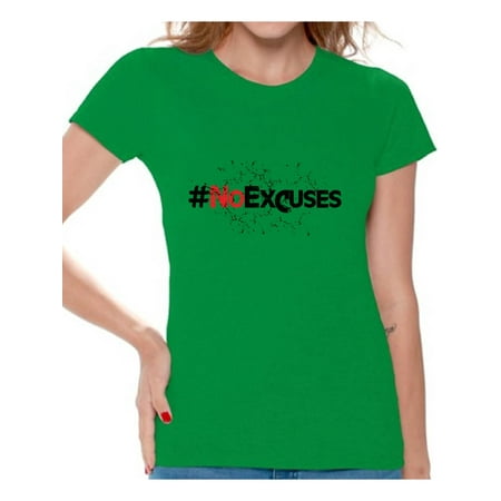Awkward Styles Women's No Excuses Hashtag Graphic T-shirt Tops Fitness Gym Workout