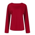 thumbnail image 3 of Womens Long Sleeve Tops Fall Fashion Causal Blouse Dressy Shirts Trendy Pleated Tunic for Legging Deep Red S, 3 of 6