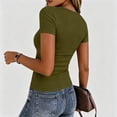 thumbnail image 4 of WULMLEO Women Short Sleeve Tops Crewneck Ribbed Knit Fitted Tshirts Dressy Casual Basic Tee 2026 Summer Shirts Army Green S, 4 of 4