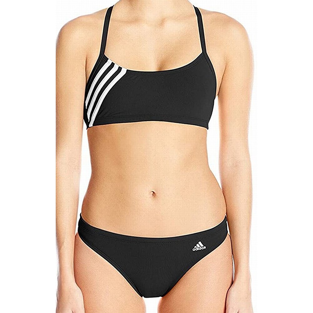 Adidas Womens Swimwear White Sport Striped Bikini Set 10 Walmart