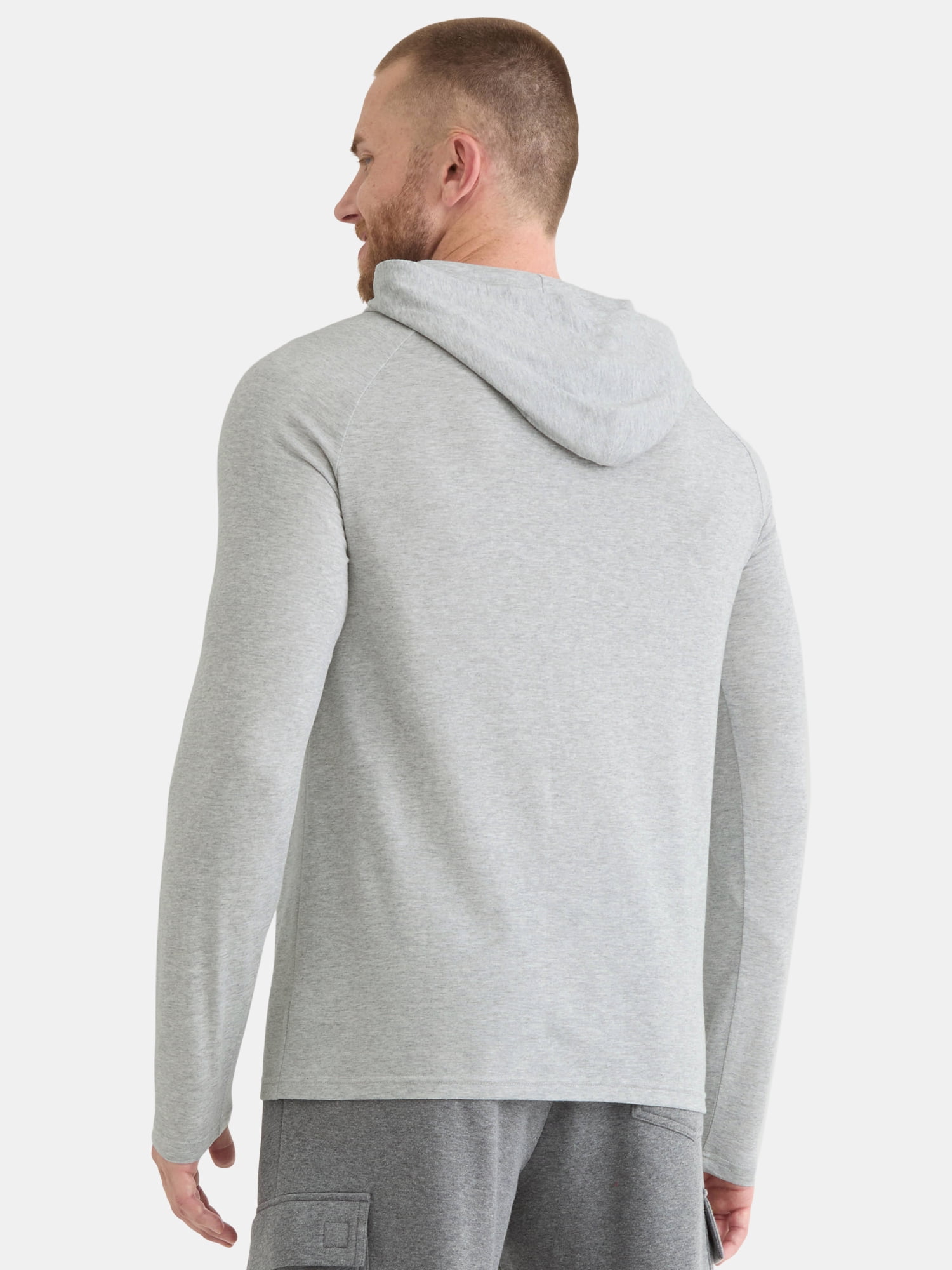 Athletic Works Men's Tri Blend Long Sleeve T-Shirt Hoodie, Sizes S-3XL