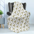 thumbnail image 4 of Cartoon Soft Flannel Fleece Blanket, Doodle Style Forest Animals Hand Drawn Sleeping Fox Portraits and Trees, Cozy Plush for Indoor and Outdoor Use, 50" x 60", Beige Black and White, by Ambesonne, 4 of 5