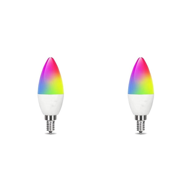 Bewildely Smart WiFi Tuya LED Light E14 Bulbs Waterproof Lighting C37 Decoration Party Control Dimmable Brightness IP55 RGB 500LM Voice 1 2piezas