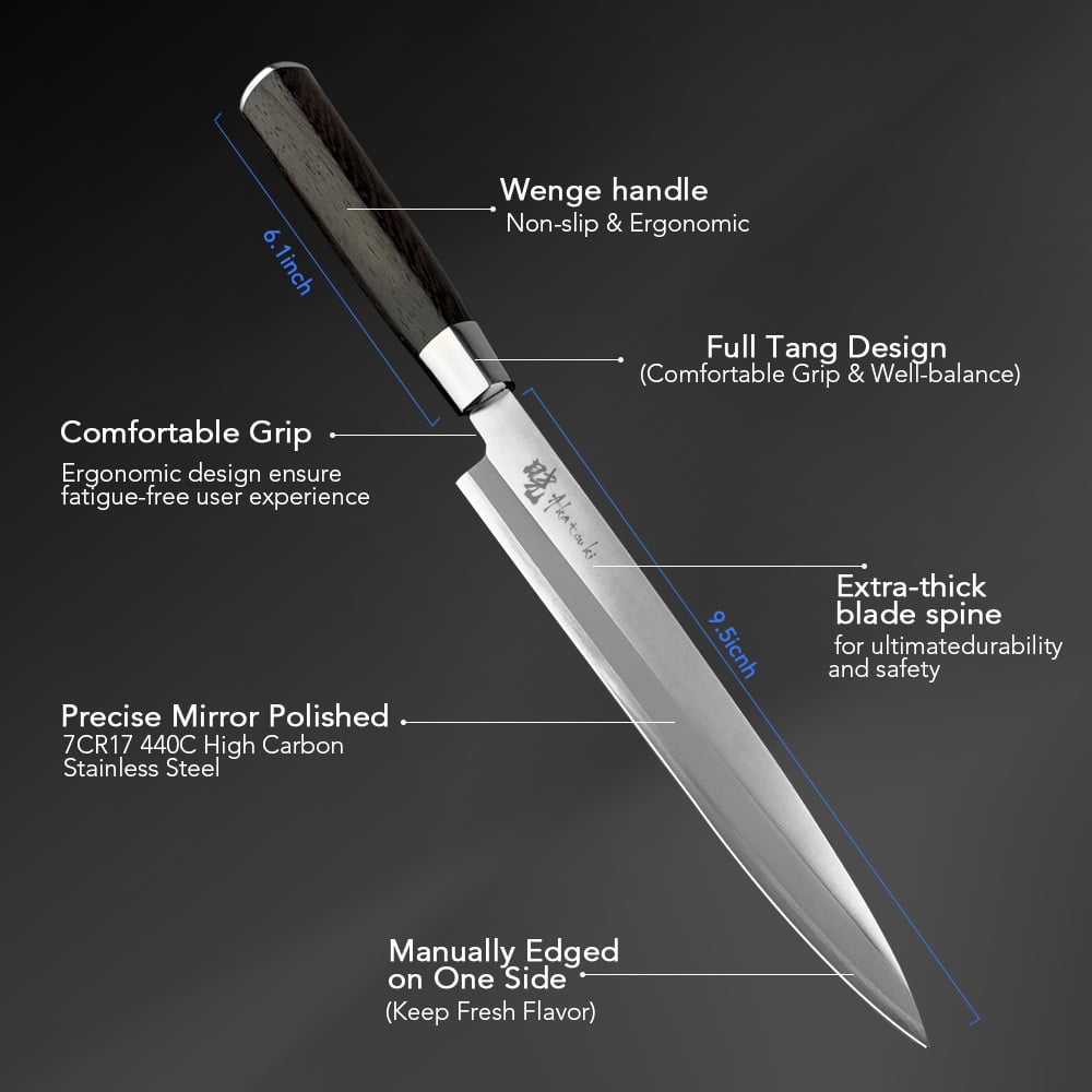 Japanese Sushi Knife 8.5inch Chef Knife for Sashimi Fish,High Carbon Stainless Steel Slicing Meat Knife with Box