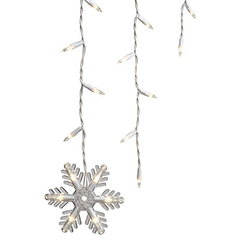 150 Count Clear Icicle Style Lights with 7 Dangling Snowflakes