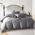 thumbnail image 4 of PURE ERA Long Staple Cotton Duvet Cover Pillow Shams Set 800TC Bedding Sateen Silky Soft Luster Urban Gray Queen, 4 of 6