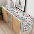 thumbnail image 4 of Spring Floral Table Runner 60 Inches Long Farmhouse Dress Scarves, Pink Blue Flowers Butterfly Wooden Dining Tablerunner for Coffee Table/Kitchen Island/Party Décor, 13" x 60", 4 of 8