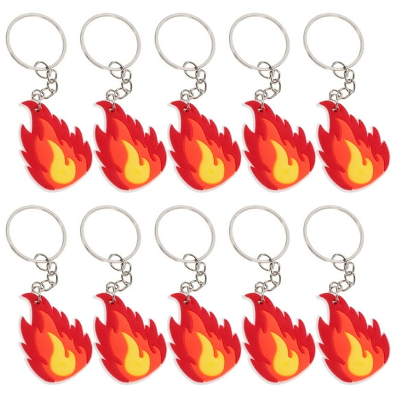 MLINS 10pcs Flame Fire Key Rings Firefighter Keychain Firefighter Party Centerpiece Firetruck Party Favor Firefighter Key Holder Firefighter Party Decorations