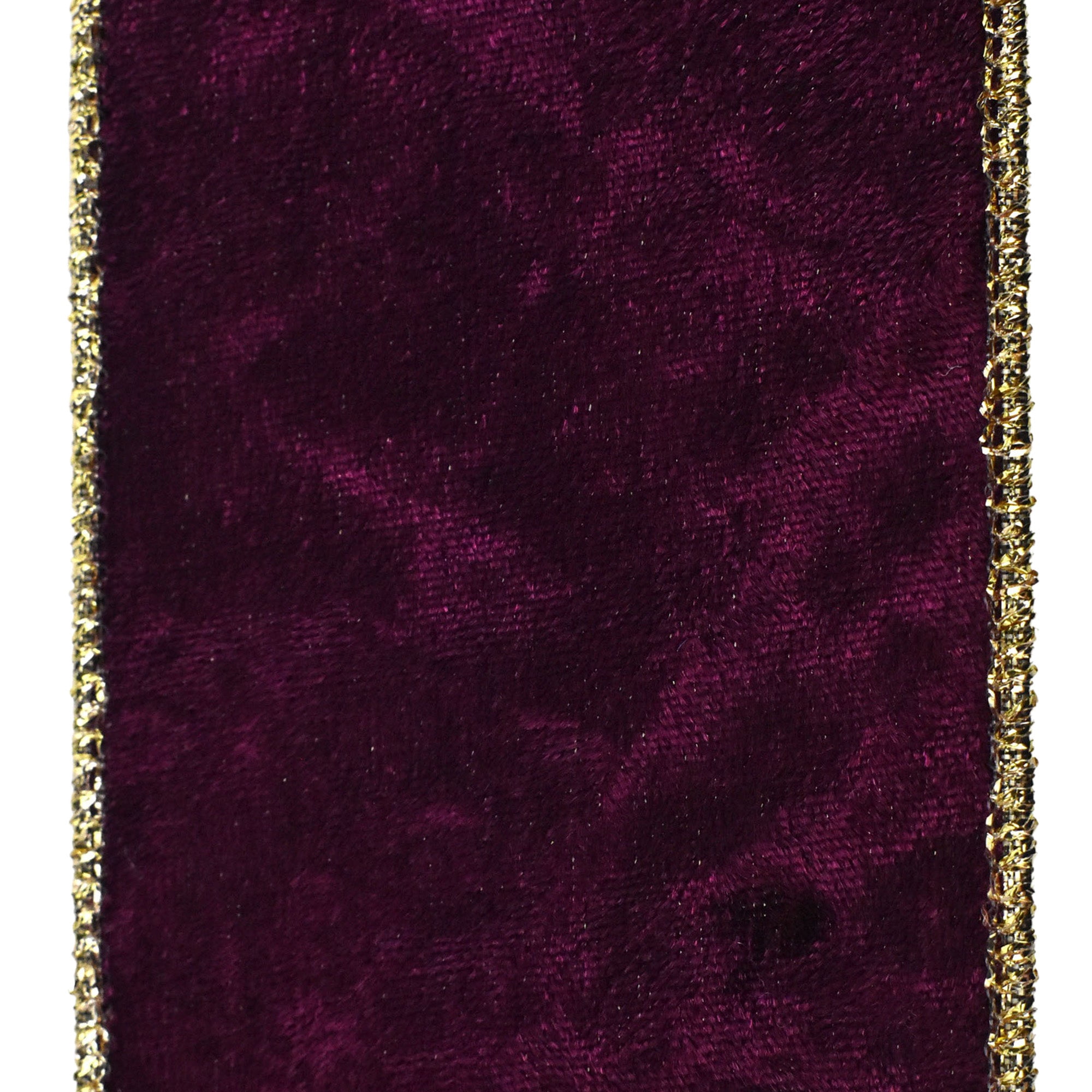 Christmas Velvet and Metallic Back Wired Ribbon, 2-1/2-Inch 10-Yard - Burgundy/Gold