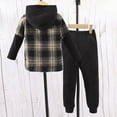 thumbnail image 4 of Gerichy Toddler Boys Clothes Hoodie Jacket Sweatpants 2Pcs Set Size 3T-7T Plaid Pattern Loose Fit Casual Playwear Fall Winter Outfits,Brown, 4 of 7