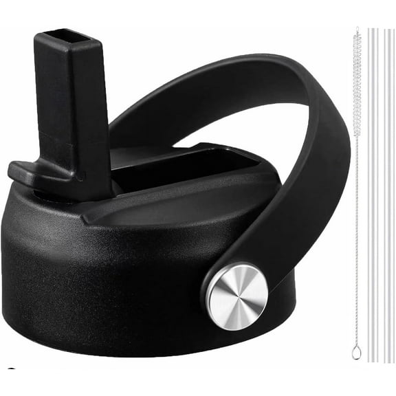RUseeN Straw Lid for Wide Mouth Water Bottles, Top Lids with Straw, for 2.3 IN Diameter Bottle Mouth, Replacement Cap Wide Mouth Accessories Flip Lid Flex Handle