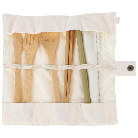 Raindrops 1Set of 8Pcs Portable Reusable Bamboo Tableware for Home Use Beige