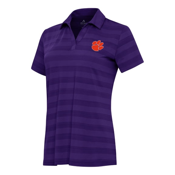 Women's Antigua Purple Clemson Tigers Tunnel Polo