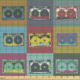 thumbnail image 2 of Ambesonne Retro Fabric by the Yard Upholstery, Audio Cassettes in Squares, 1 Yard, Multicolor, 2 of 5