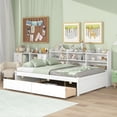 thumbnail image 2 of Full Captain Bed, Wooden Bedframe with 3 Drawers and Built-in Bookshelves, Bookcase Bed Frame, 3 Storage Drawers for children, Home, No Box Spring Needed (White), 2 of 7