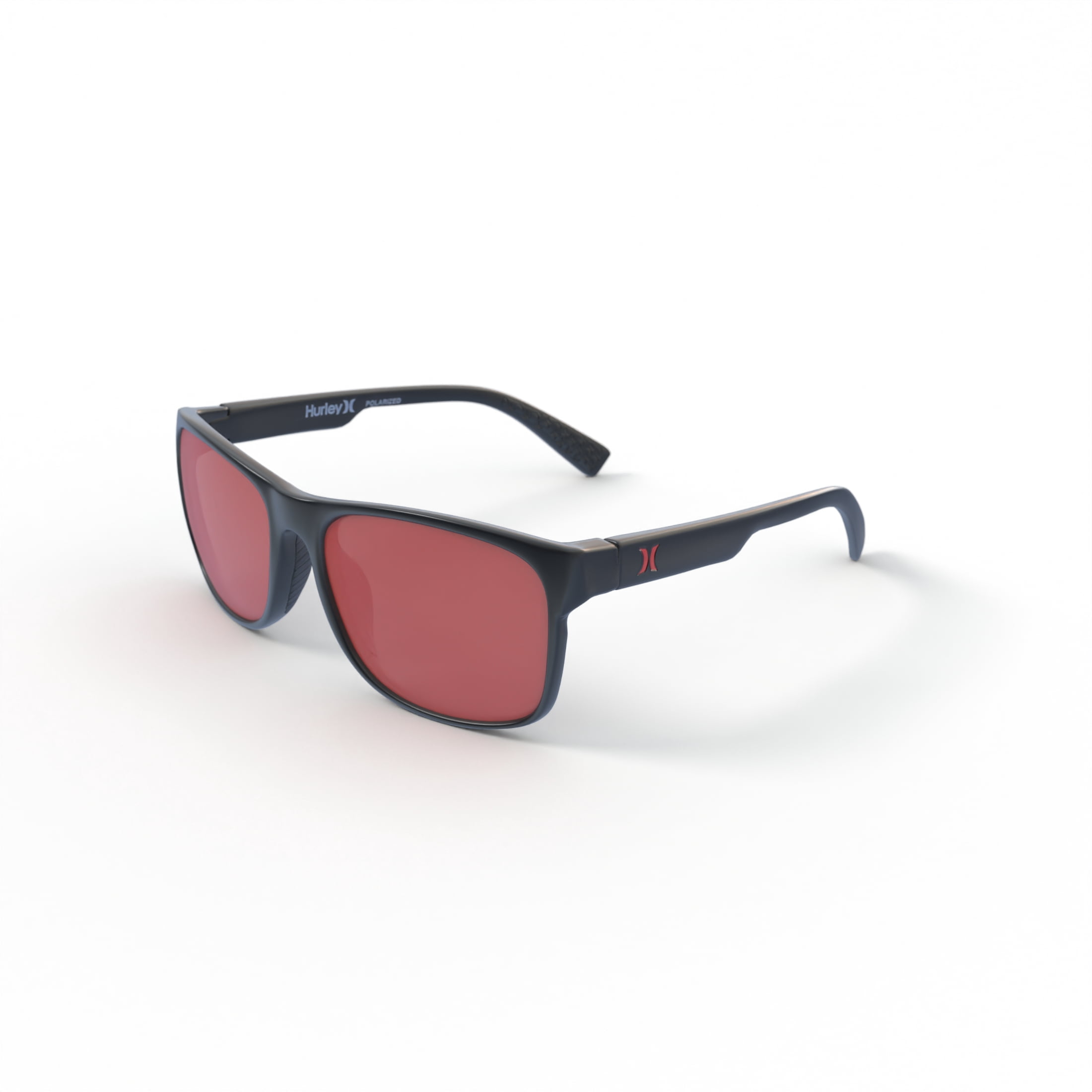 Hurley Verde HSM1011PS_003 Polarized Square Sunglasses Black/Red Frame and Red Mirror Lens