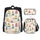 thumbnail image 1 of Disketp Reto Marine Nautical Mochila Estampada de Gran Capacidad con Lonchera y Estuche, Set de 3 Piezas para Estudiantes, 1 of 7