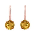 thumbnail image 2 of MauliJewels Earrings for Women 1.65 Carat 5MM Round Citrine Leverback Earrings Carat 14K Rose Gold 4-prong, 2 of 5