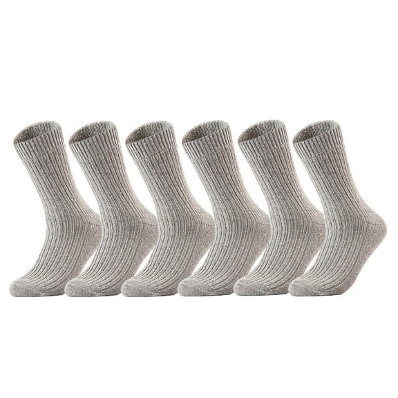Lovely Annie Women's 6 Pairs Wool Knitted Socks One Size 6-9 Light Gray