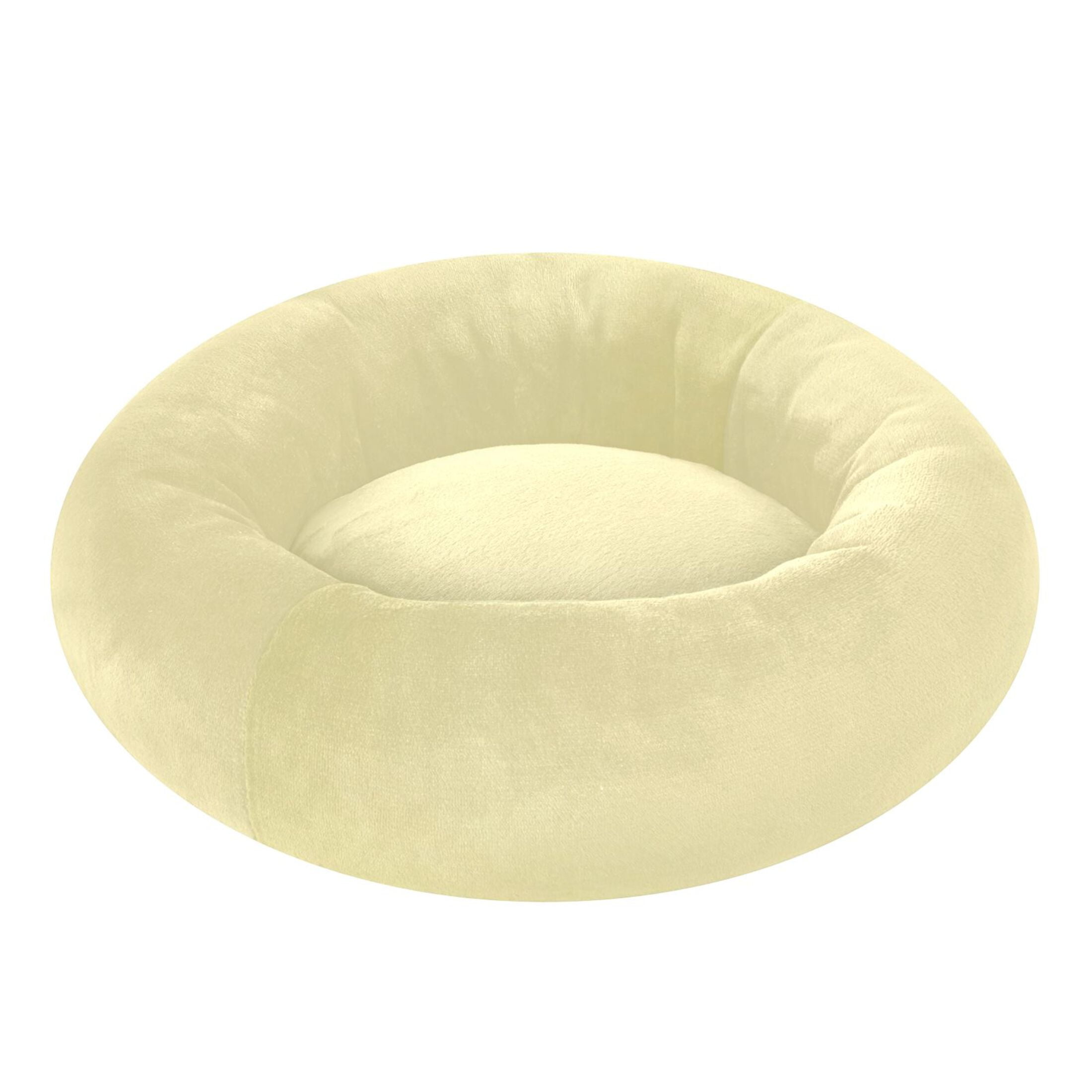 Iauyy Pet Couch Donut Cat Bed for Indoor Cats/Small Dogs Washable & Machine with Non-slip Bottom Calming Cat Furniture, Broad Pale Yellow (M)