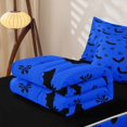 thumbnail image 5 of Homewish Bright Halloween Bat Zipper Full Size Comforter Sets with Fitted Sheet and 2 Pillowcases,Tiny Bow Pattern Zipper Bedding Set,Royal Blue Black,Black Reversible,4pcs, 5 of 7