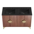 thumbnail image 3 of Modway Daylight 48" Solid Mango Wood Double Sink Bathroom Vanity in Black/Walnut, 3 of 7