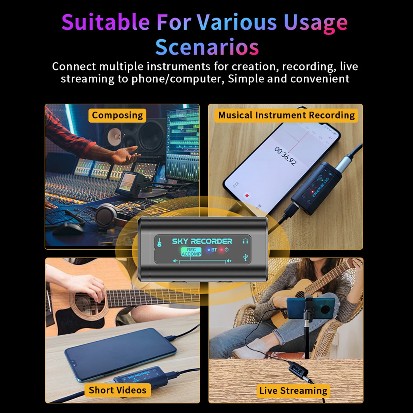 Professional Voice Activated Digital Sound Device Digital Voice Recorder 48KHz Noise Cancelling Recording Support Player
