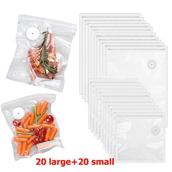 Vacuum Sealer Bags for Food, 40 Pcs (S L) 8.3" x 8.7" and 10.2" x 13.4" Food Storage Bags