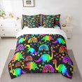 thumbnail image 2 of Castle Fairy Teens Animal Dinosaurs Bedding Comforter Set 7 Pieces,Floral Rainbow Full Bedding Set Lightweight,Abstract Gradient Fitted Sheet Flat Sheet,Lightweight Room Decor,Reversible, 2 of 8