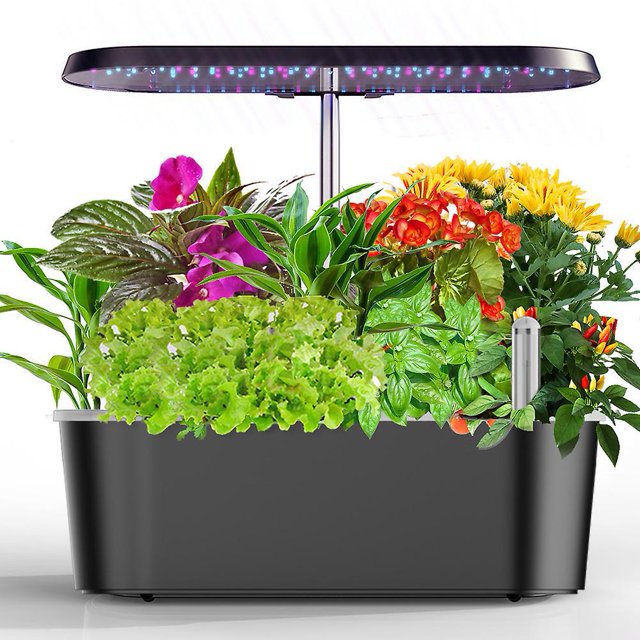 Jardín interior con luz de cultivo LED, sistema de cultivo hidropónico de 12 cápsulas, jardín de hierbas interior mejorado con luz de cultivo, kit de germinación de plantas con bomba silenci