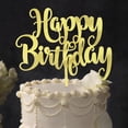 thumbnail image 2 of Adorno acrílico dorado para tartas, con purpurina, con estampado de felicitación de cumpleaños, de F, 2 of 8