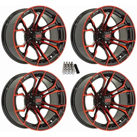 GTW Spyder 12" Golf Cart Wheels/Rims Red E-Z-GO & Club Car