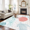 thumbnail image 2 of Area Rug 5'x7', Teal Red Coastal Nautical Non-slip Runner Rug Carpet for Bedside, Beach Sea Turtle Ocean Coral Starfish Outdoor Indoor Area Rugs Mat for Entryway/Living Room/Bedroom/Kitchen/Office, 2 of 9
