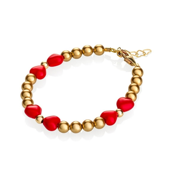 Baby girl gold and red festive keepsake child bracelet gift | Keepsake Baby Bracelet (B1902)